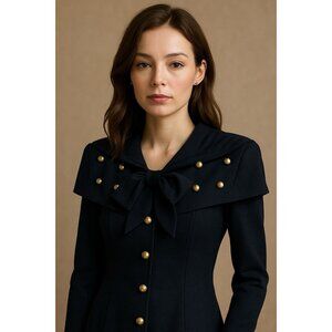 ET AL Australia Advant Garde Top Size Small Black Tie Vintage Military Nautical